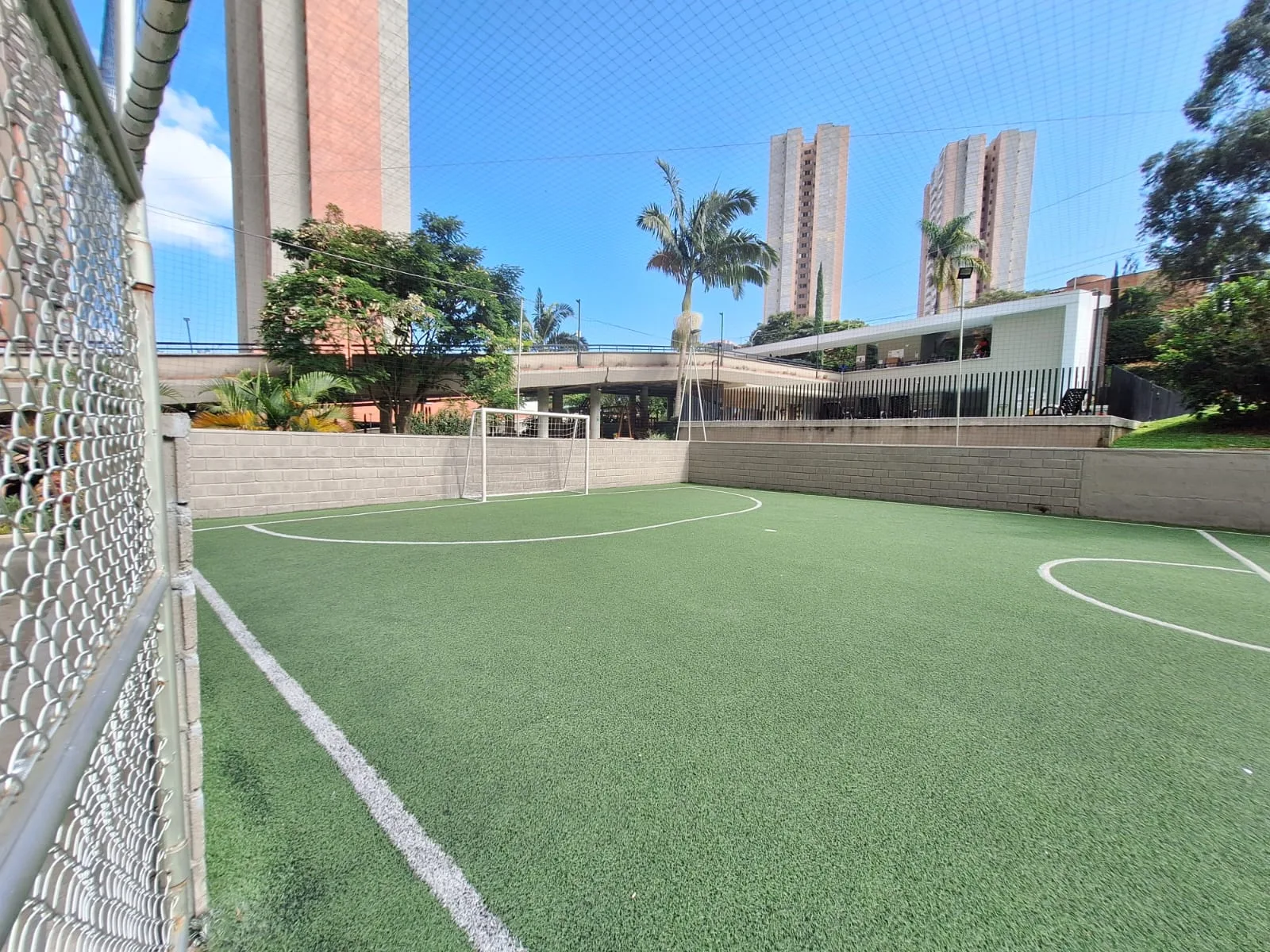 Synthetic-turf soccer field in the gardens at Maderos del Campo, Sabaneta